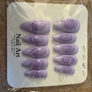 Purple Marble Press On Nail Medium Almond Full Nail Art Manicure‎